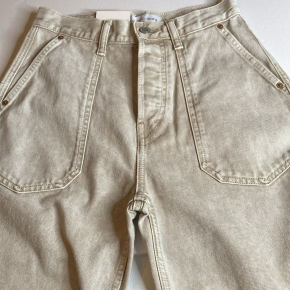 Calvin Klein Jeans Tan Washed Denim Relaxed Fit Unisex Jeans - Picture 8 of 15